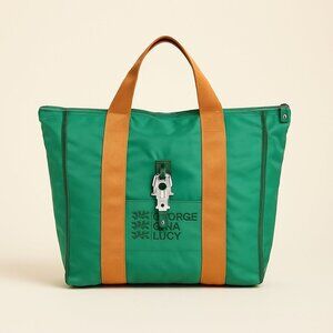 George Gina & Lucy Milano Nylon Tote Green Gold NEW